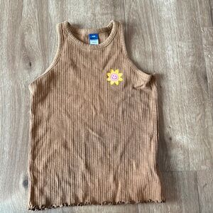 Old Navy Brown and Yellow Tank Top with Ribbed Knit Fabric